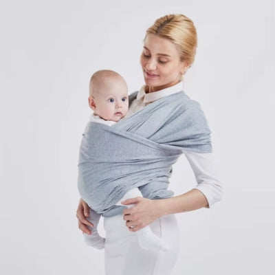 Echarpe porte bebe classique en coton extensible ventral gris