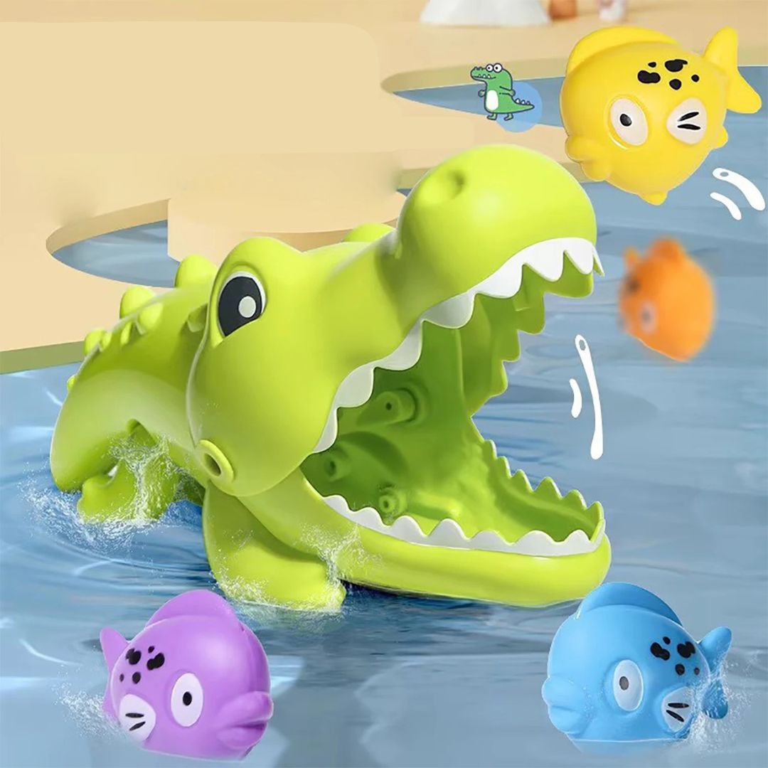 Jouet de bain crocodile mange poisson amusant