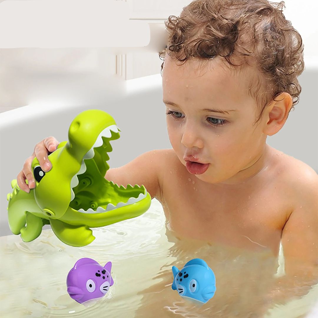 Jouet de bain crocodile mange poisson interactif