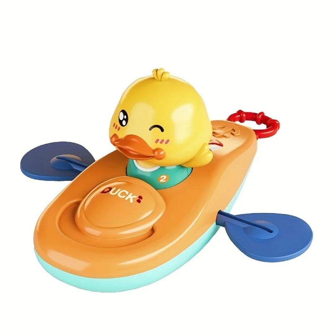jouet de bain bebe canard kayac jaune bleu