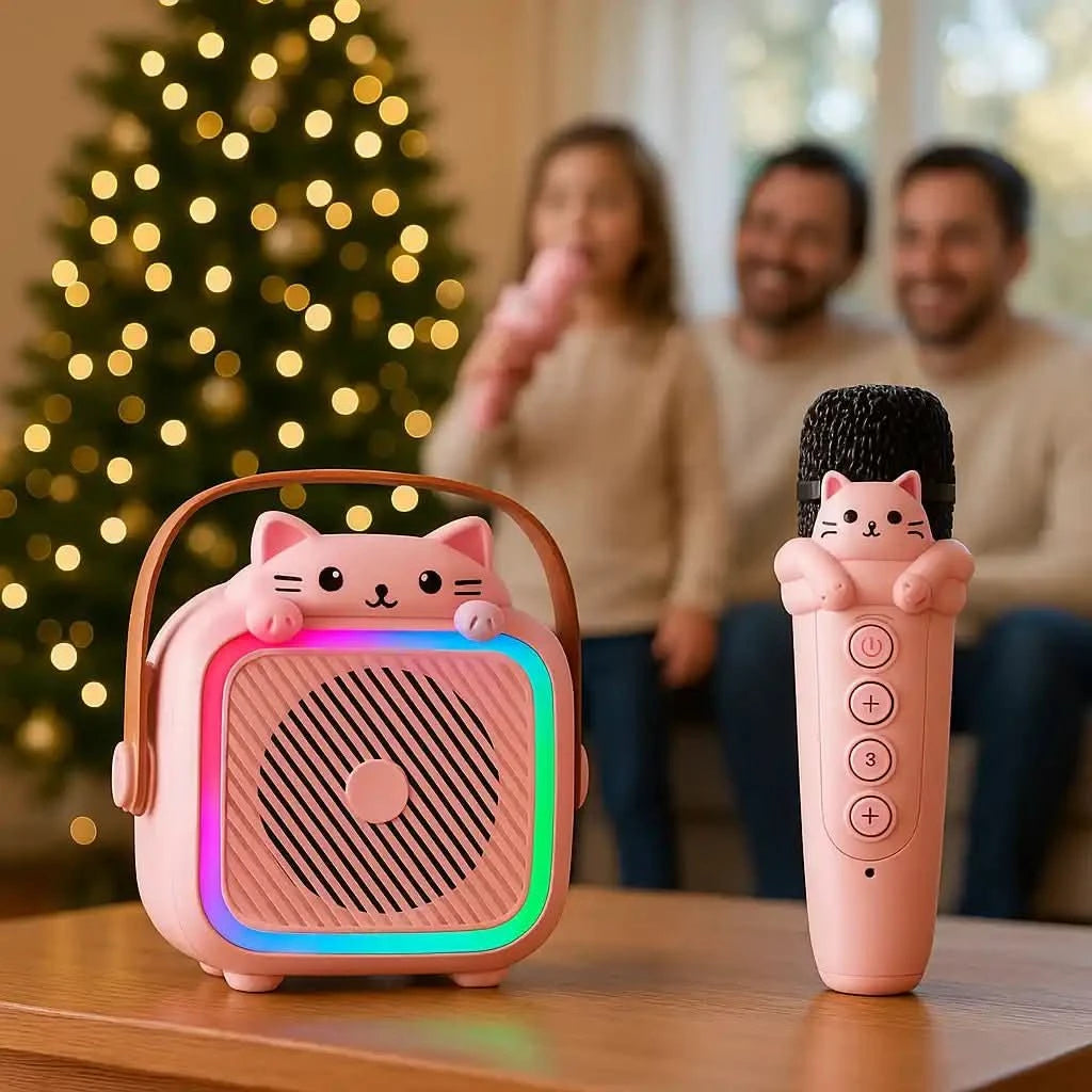 ZWOOS – Micro Karaoké Enfant Sans Fil Bluetooth – Effets Vocaux Rigolos – Autonomie 4-5h – Cadeau Anniversaire/Noël – Rose