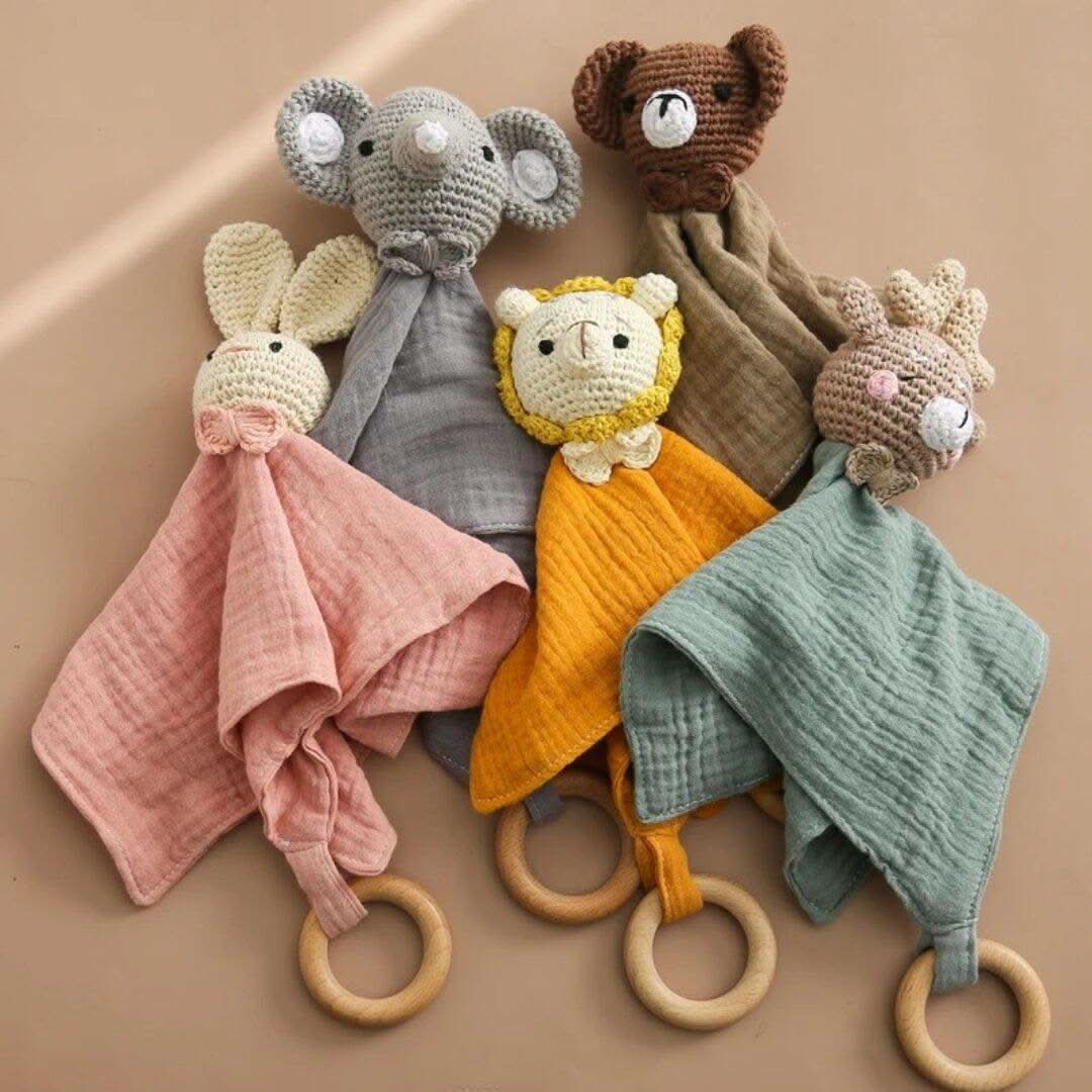 Peluche bebe crochet doudou tricot plat en mousseline - Choupinoo