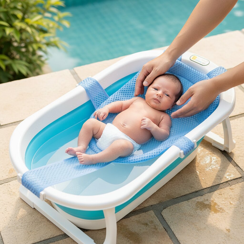 Réducteur de Baignoire Bébé en Filet de Coton — Sège de bain sécurisé dès la naissance - Choupinoo