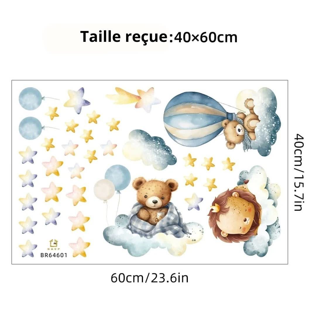 Stickers chambre bebe montgolfière - Choupinoo