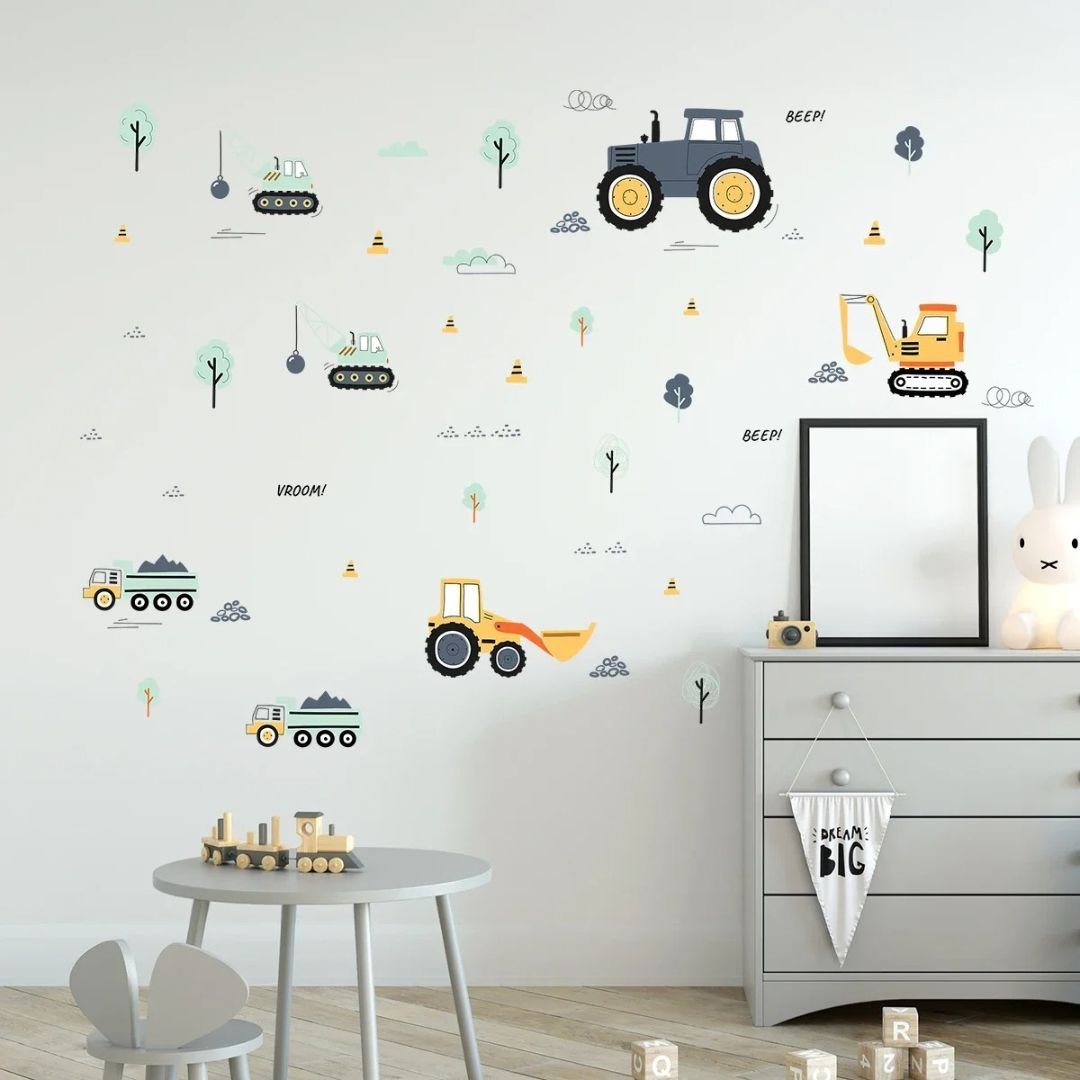 Stickers chambre bebe tracteurs agricoles - Choupinoo