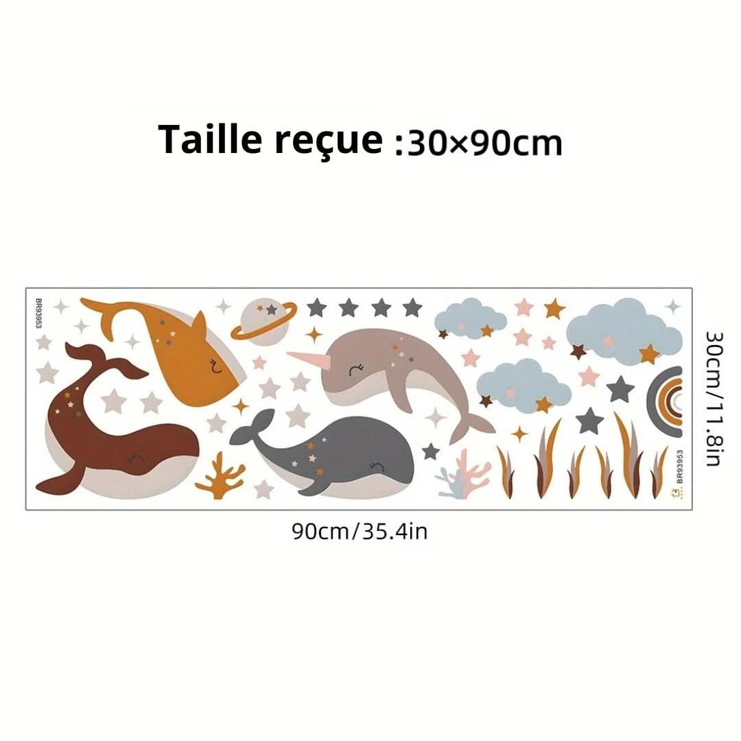 Stickers muraux chambre baleines - Choupinoo