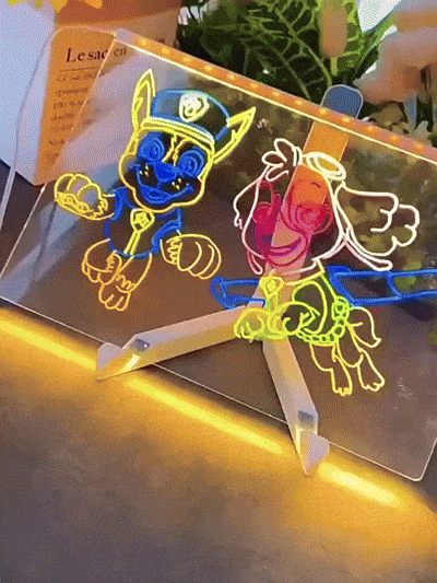 Tableau lumineux avec stylos colorés effaçable