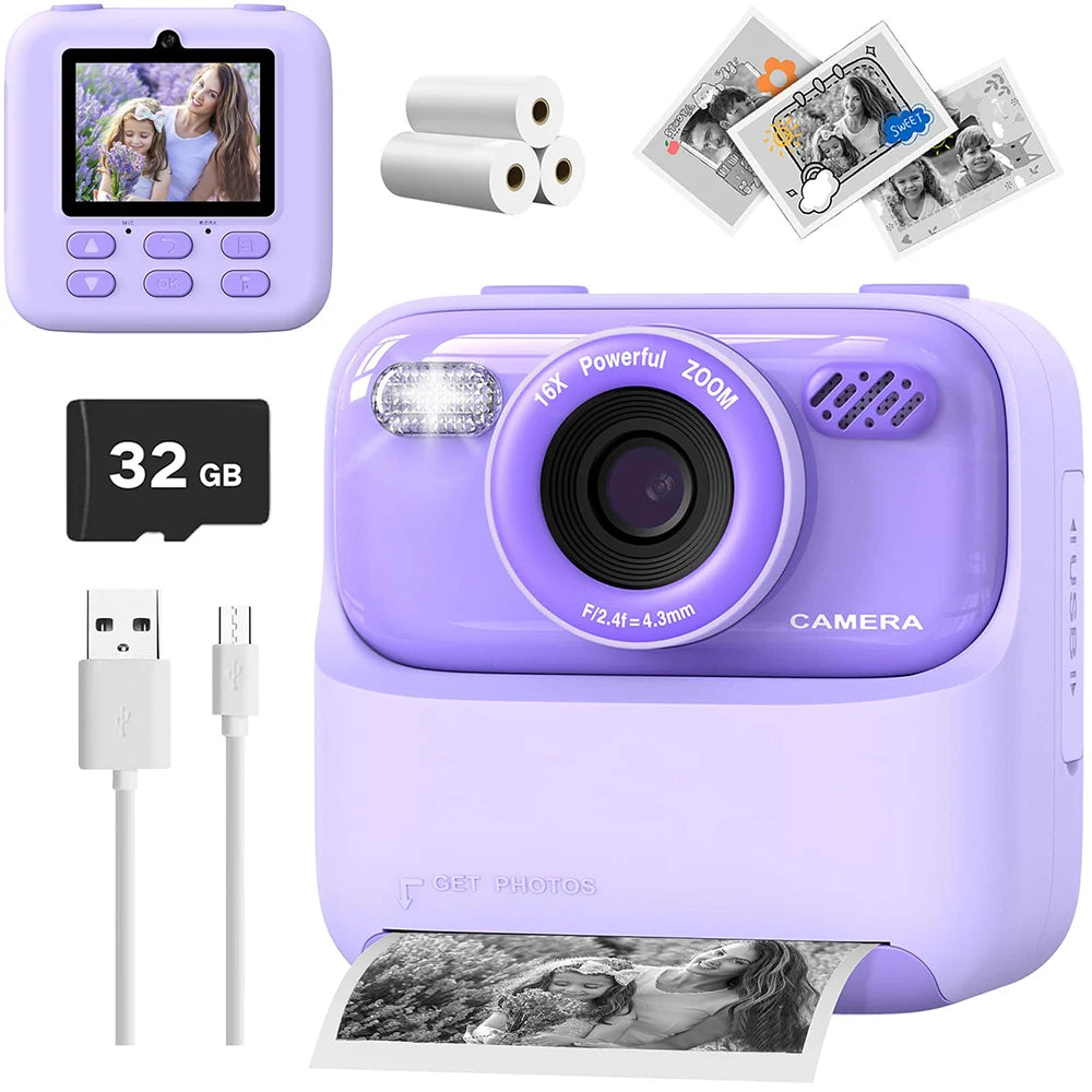 Appareil photo instantané enfant – 1080P avec impression