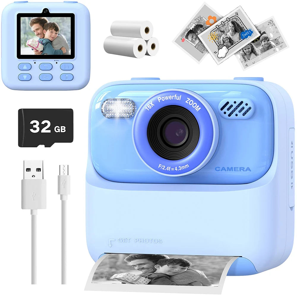 Appareil photo instantané enfant – 1080P avec impression
