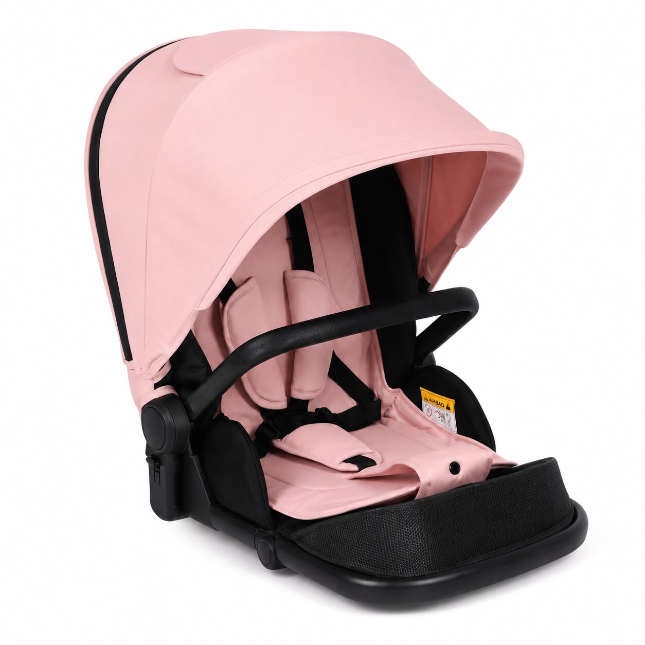 Assise rose pale poussette 2 en 1 harnais 5 points capote ouverte fond blanc - Choupinoo