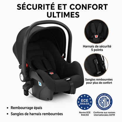 Poussette 3 en 1 Évolutive – Nacelle, Siège Réversible & Châssis Pliable