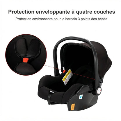 Siege auto poussette 3 en 1 avec harnais 3 points et protection enveloppante a quatre couches pour la securite du bebe - Choupinoo
