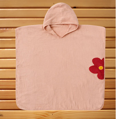 Poncho bebe - Rose fleur | choupinoo.com