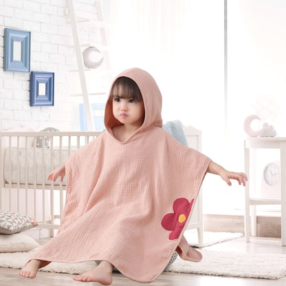 Poncho bebe - Rose - Pétale de fleur rouge | choupinoo.com