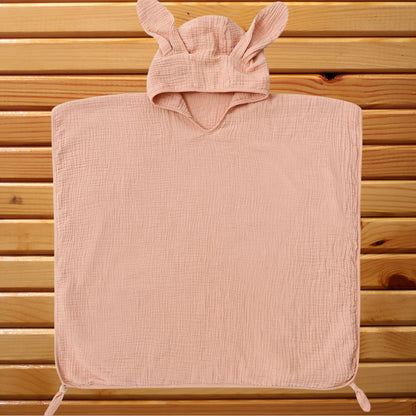 Poncho bebe - Rose - lapin | choupinoo.com