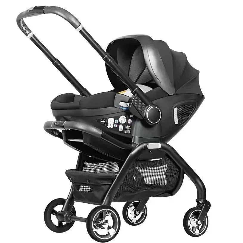 Poussette bébé 3 en 1 travel system noir – vue principale avec siège auto