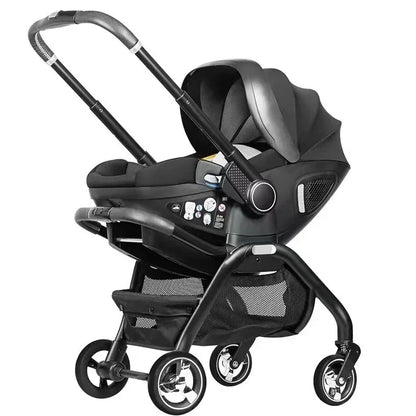Poussette bébé 3 en 1 travel system noir – vue principale avec siège auto