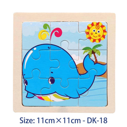 Puzzle bois Montessori 3 ans éducatif – motifs animaux et véhicules – idéal pour motricité fine et éveil sensoriel baleine