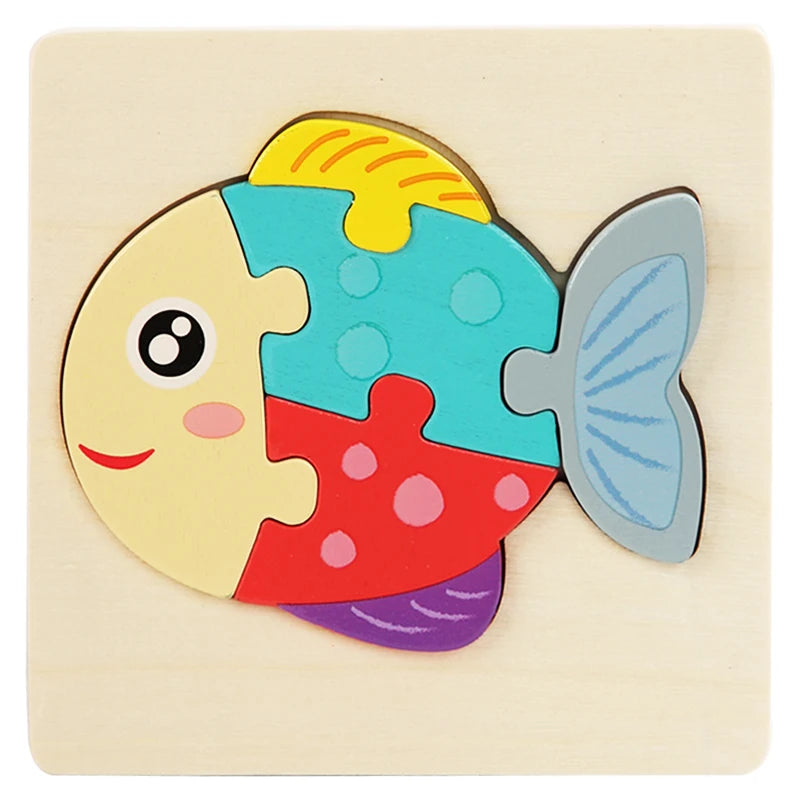 Puzzle Montessori animaux en bois 1-3 ans