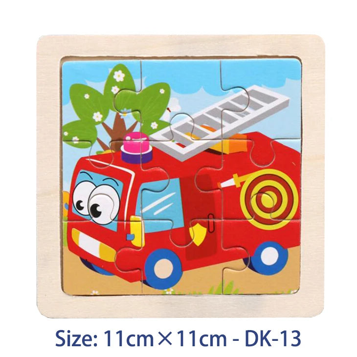 Puzzle bois Montessori 3 ans éducatif – motifs animaux et véhicules – idéal pour motricité fine et éveil sensoriel-auto-pompier