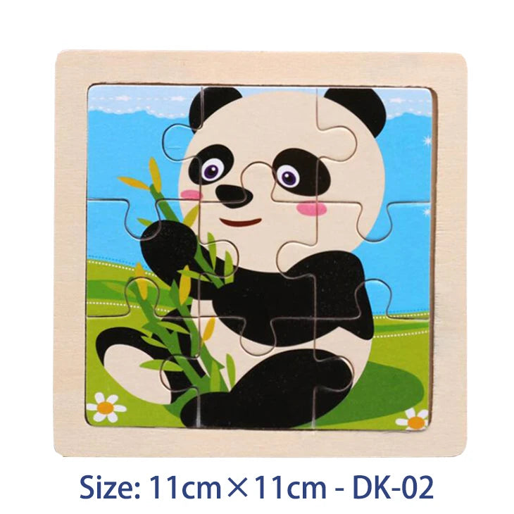 Puzzle bois Montessori 3 ans éducatif – motifs animaux et véhicules – idéal pour motricité fine et éveil sensoriel panda
