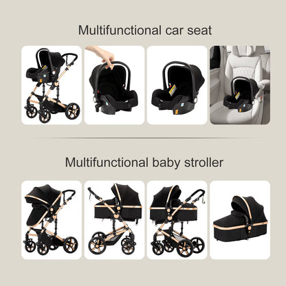Poussette 3 en 1 Évolutive – Nacelle, Siège Réversible & Châssis Pliable