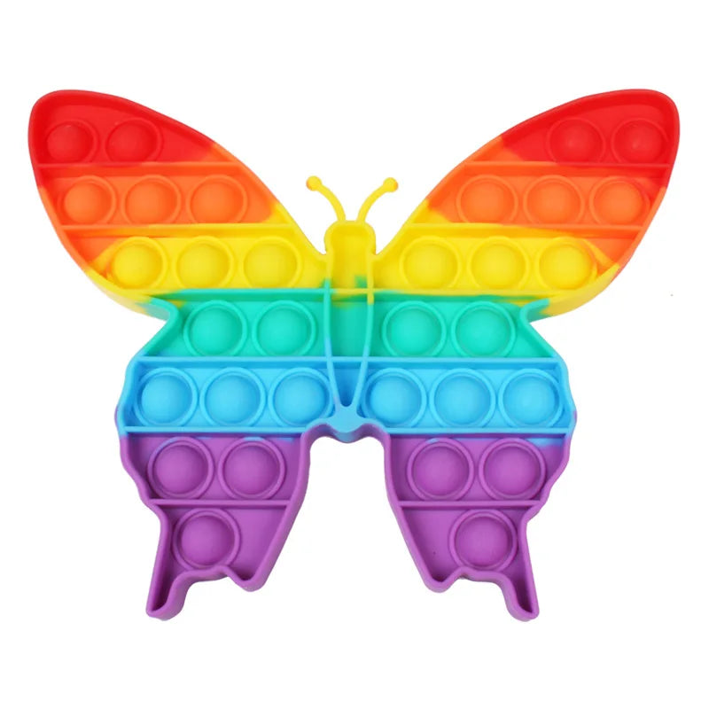 Jouet sensoriel en silicone arc-en-ciel papillon
