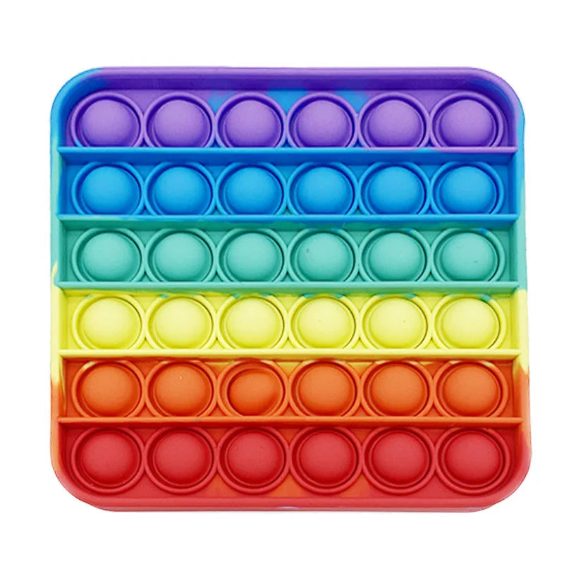 Jouet sensoriel en silicone arc-en-ciel Carré