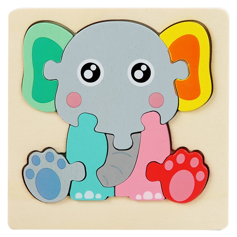 Puzzle Montessori animaux en bois 1-3 ans