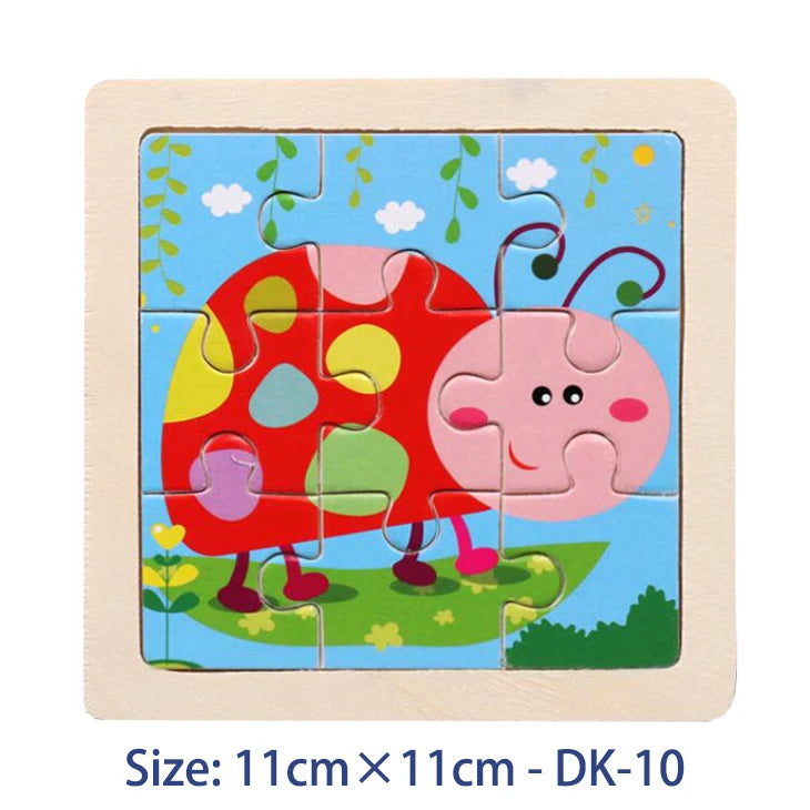 Puzzle bois Montessori 3 ans éducatif – motifs animaux et véhicules – idéal pour motricité fine et éveil sensoriel coccinelle