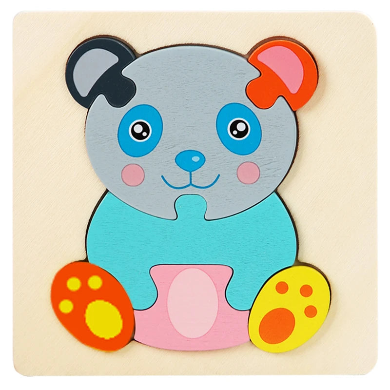 Puzzle Montessori animaux en bois 1-3 ans