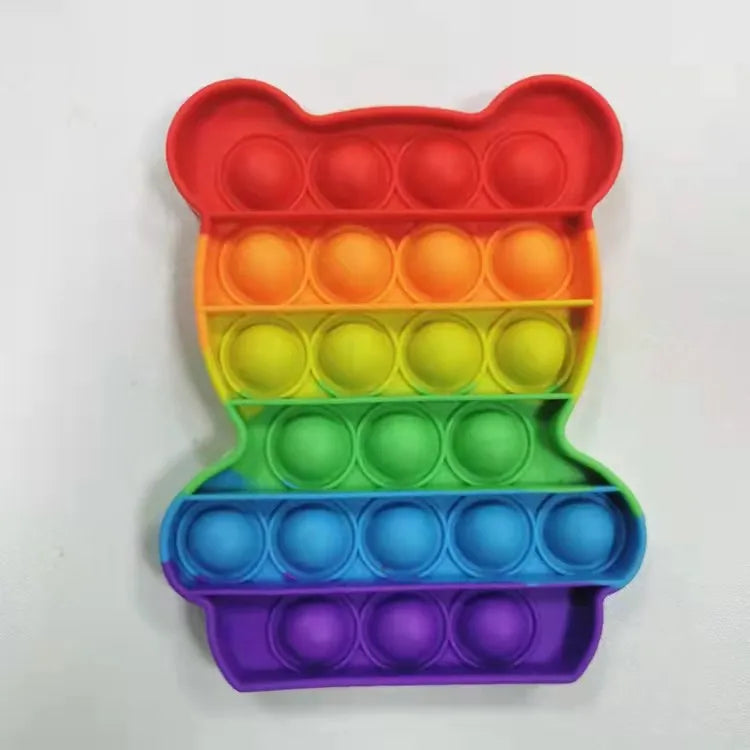 Jouet sensoriel en silicone arc-en-ciel Ours