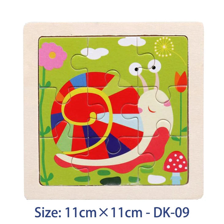 Puzzle bois Montessori 3 ans éducatif – motifs animaux et véhicules – idéal pour motricité fine et éveil sensoriel-escargot
