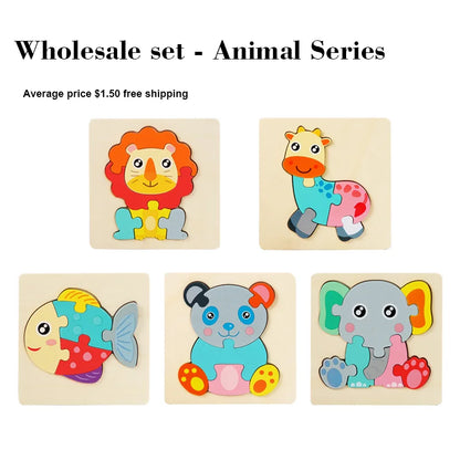 Puzzle Montessori animaux en bois 1-3 ans