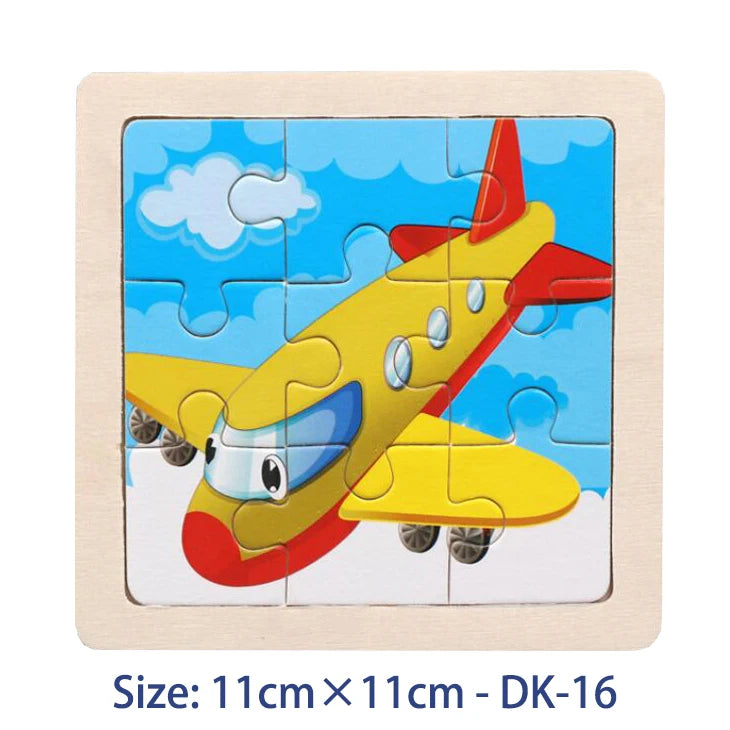 Puzzle bois Montessori 3 ans éducatif – motifs animaux et véhicules – idéal pour motricité fine et éveil sensoriel avion