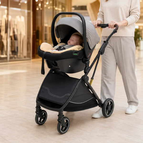 Poussette 2-en-1 Avec Siège Auto et Châssis Haute Vue