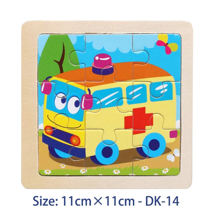 Puzzle bois Montessori 3 ans éducatif – motifs animaux et véhicules – idéal pour motricité fine et éveil sensoriel-ambulance