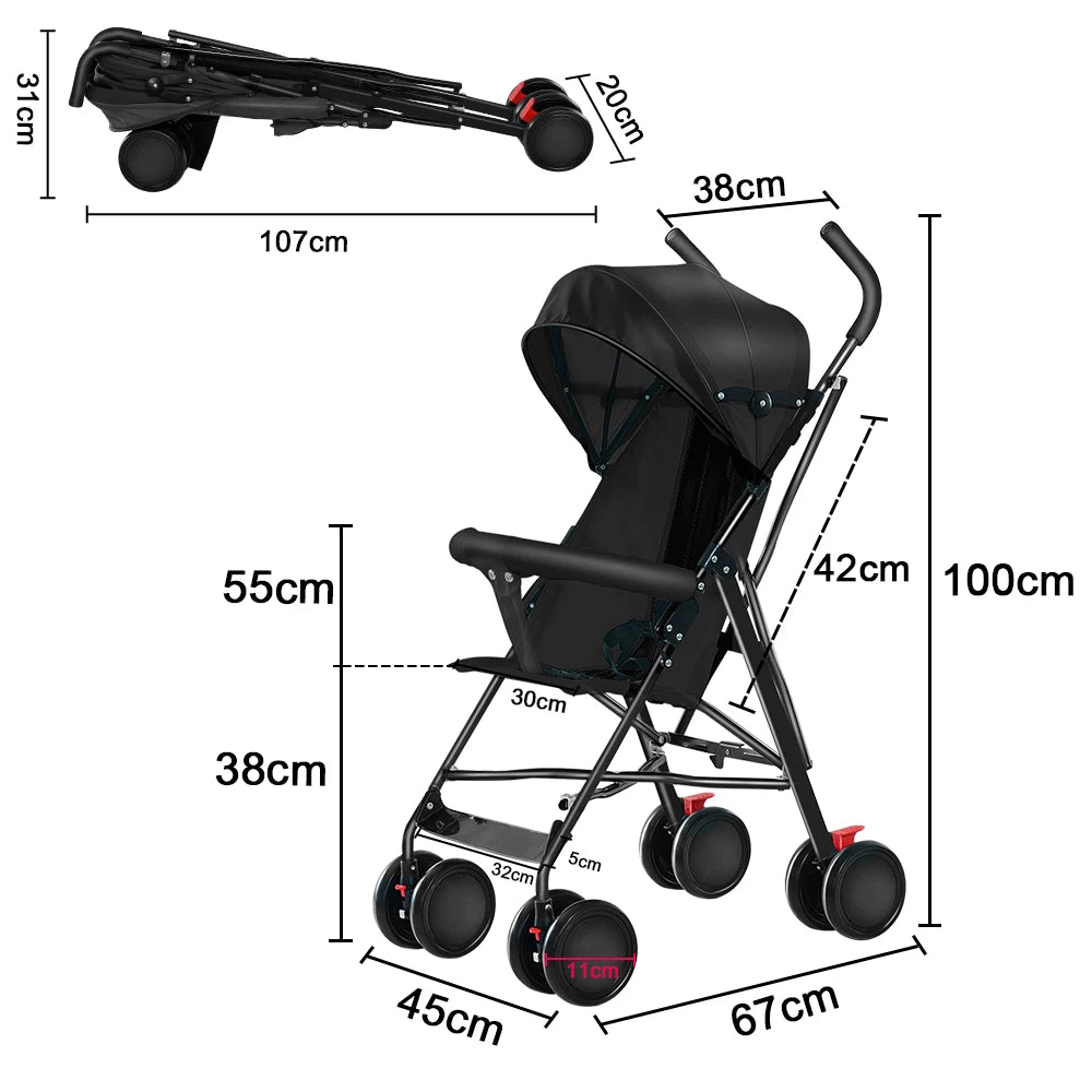 Poussette Canne Compacte Légère – Dossier Allongeable
