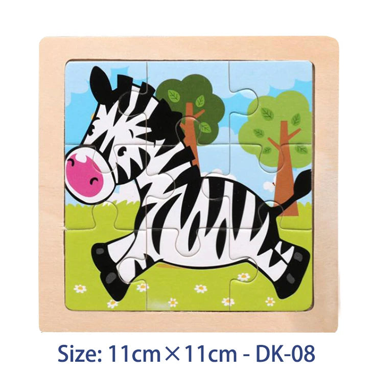 Puzzle bois Montessori 3 ans éducatif – motifs animaux et véhicules – idéal pour motricité fine et éveil sensoriel-zèbre