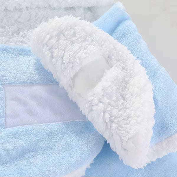 Nid d'ange cosy garçon bleu détail fermeture scratch sherpa blanc replié tissu bleu - Choupinoo