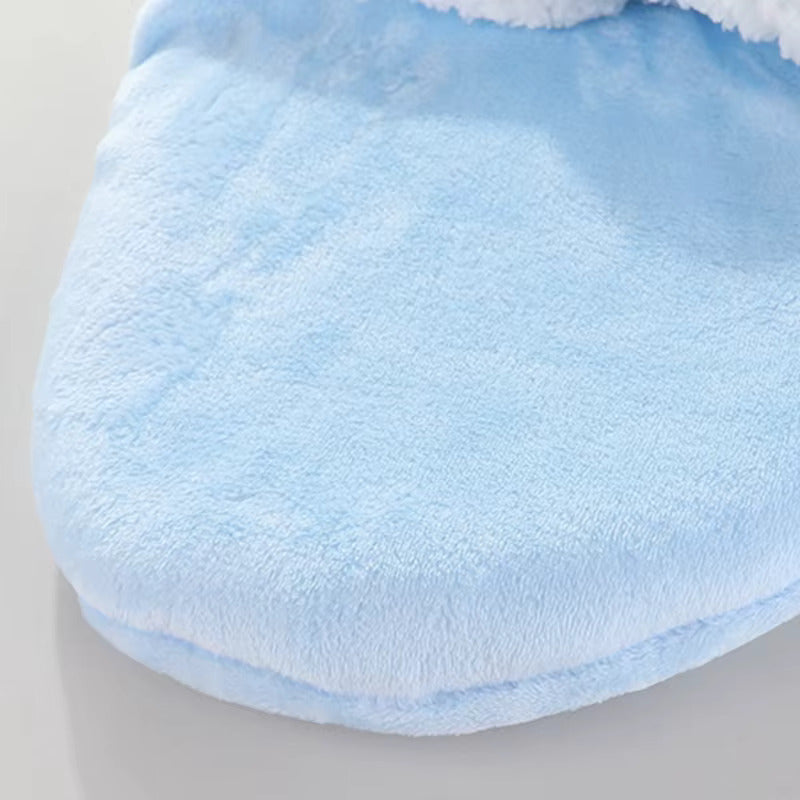 Nid d'ange cosy garçon bleu détail bas arrondi tissu doux vue rapprochée - Choupinoo