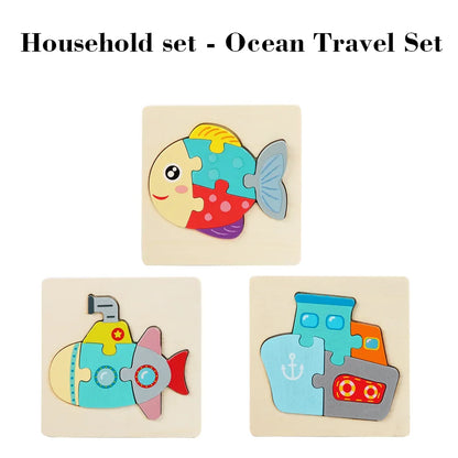 Puzzle Montessori animaux en bois 1-3 ans