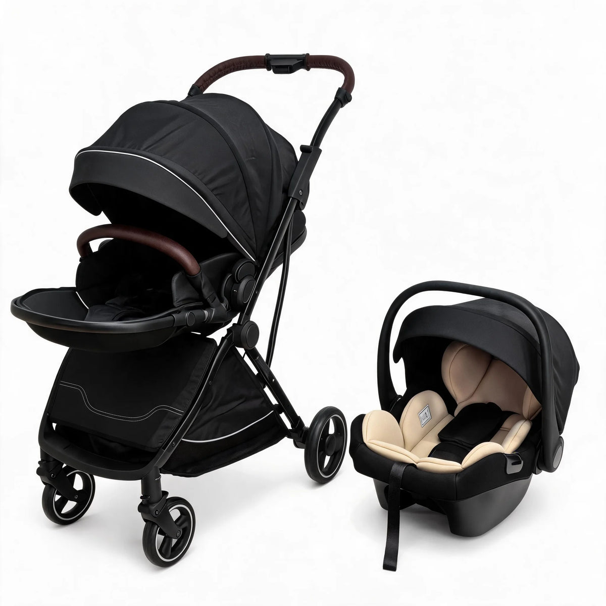 Couleur Poussette 2-en-1 Avec Siège Auto et Châssis Haute Vue 809-2IN1-Noir 