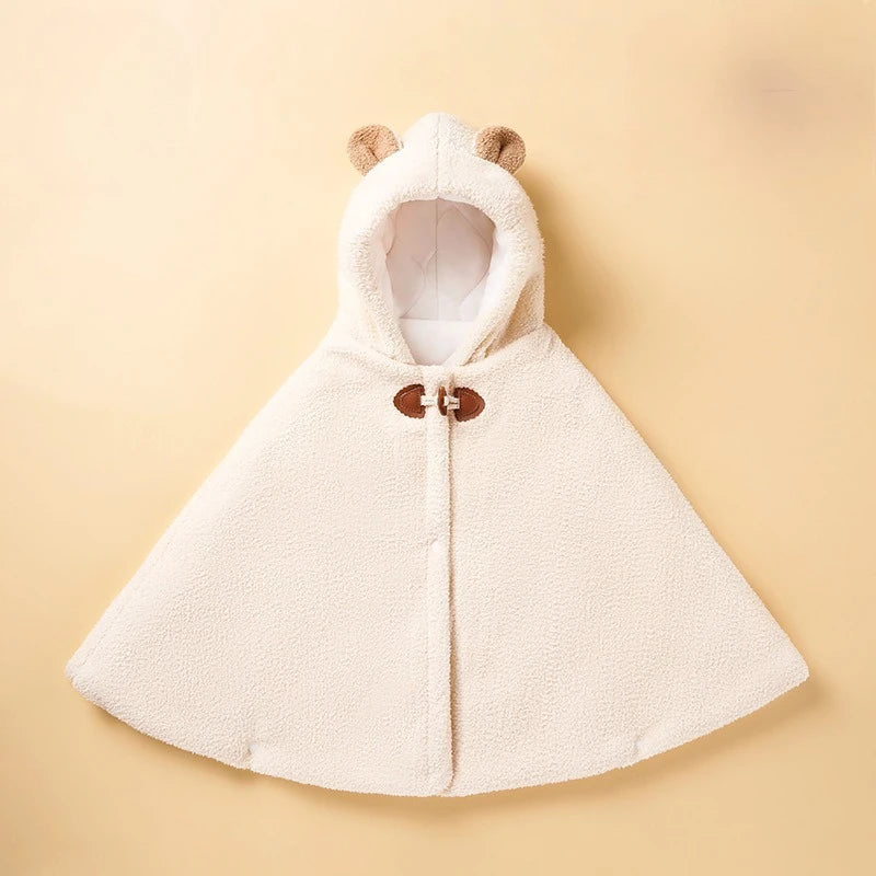 Cape D’Hiver Bébé À Capuche Avec Col En Fausse Fourrure