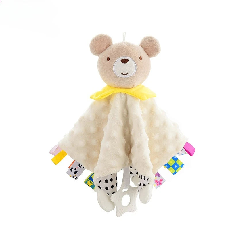 Beige Couleur Doudou Couverture Bébé en Peluche avec Animal Doux