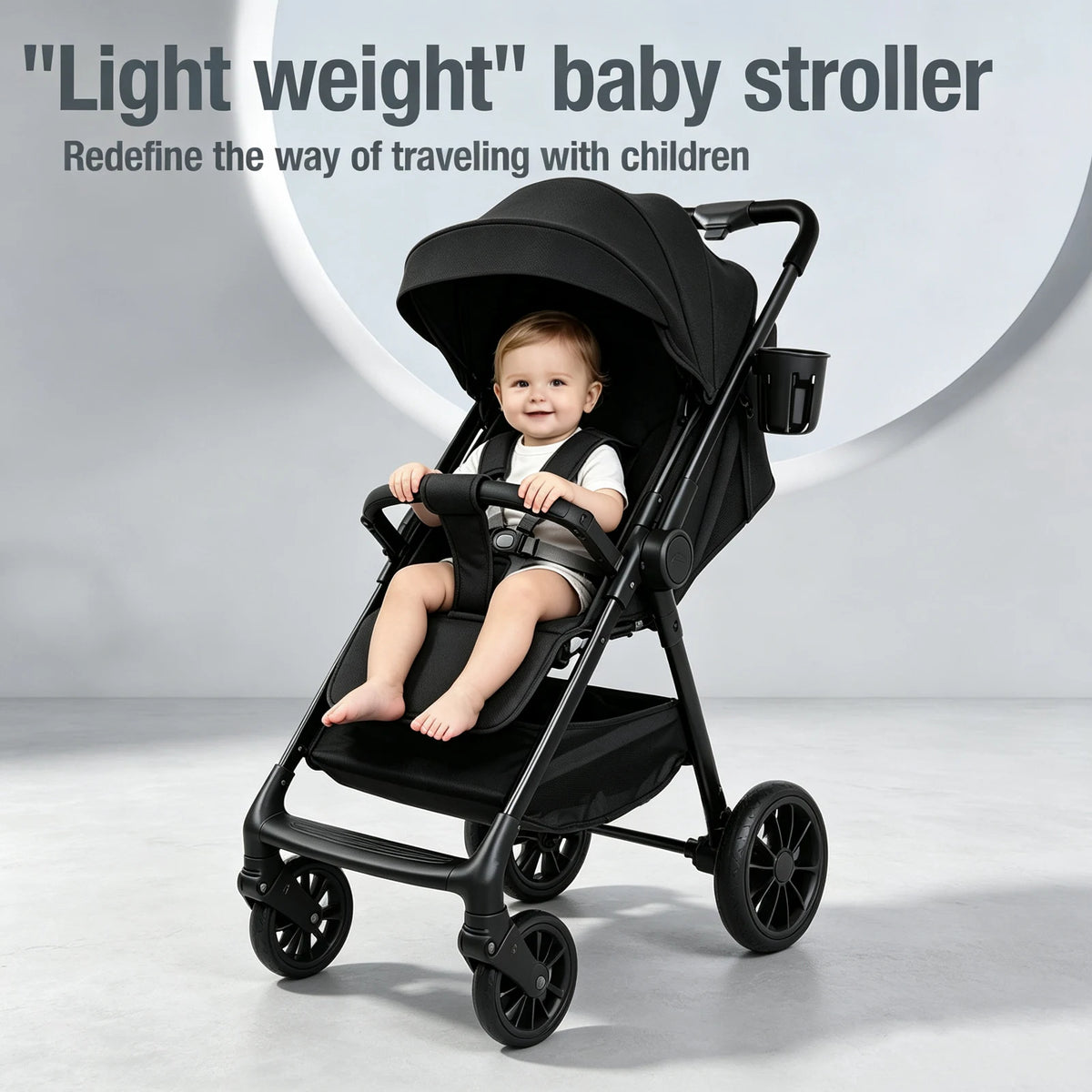 Poussette Bébé Compacte Pliable – Ultra Légère et Tout-Terrain