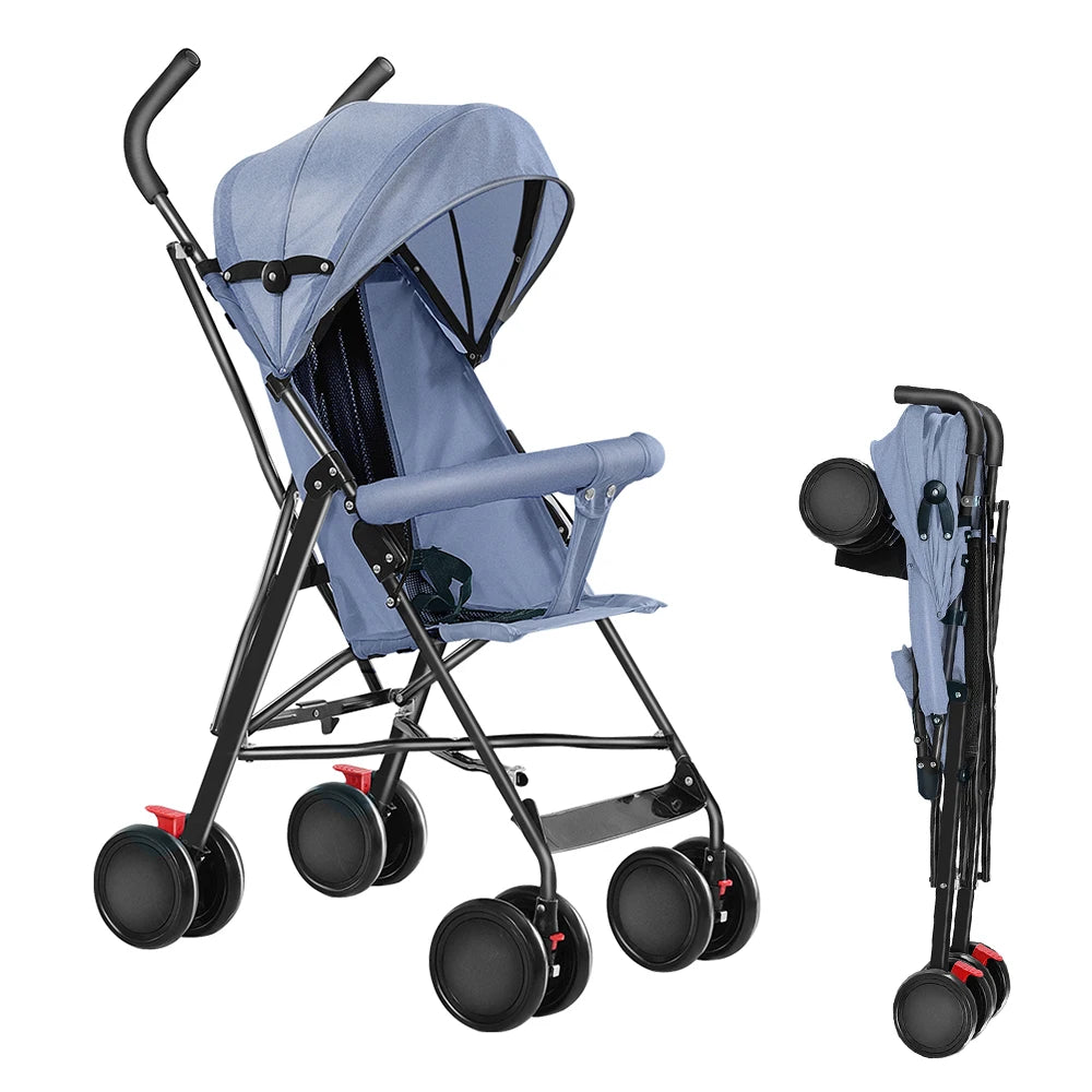 Bleu Couleur Poussette Canne Compacte Légère – Dossier Allongeable