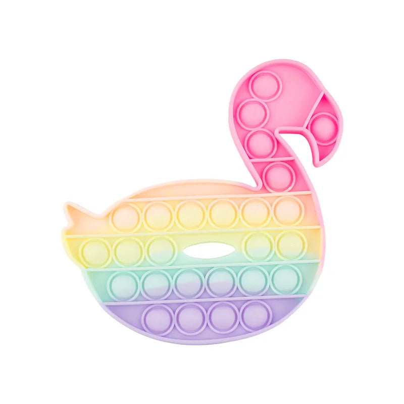 Jouet sensoriel en silicone arc-en-ciel Canard