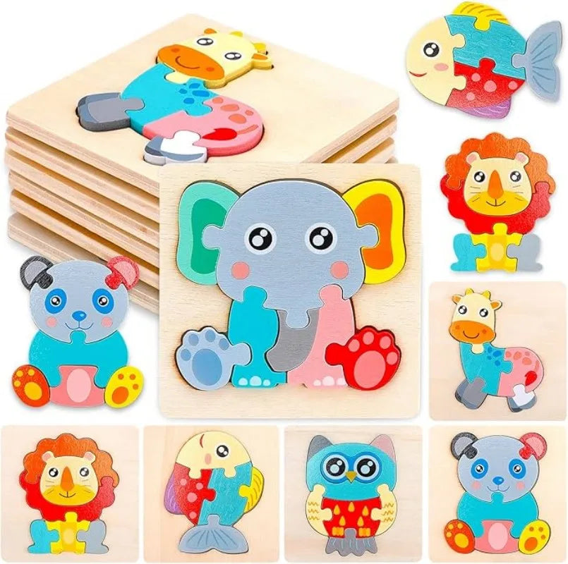 Puzzle Montessori animaux en bois 1-3 ans