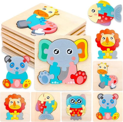 Puzzle Montessori animaux en bois 1-3 ans